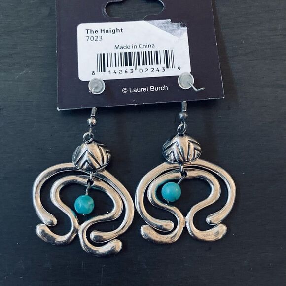 Laurel Burch Turquoise Silver Haight Statement Necklace Earrings Set - Picture 11 of 11